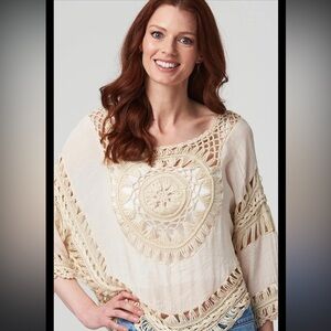 Rebellion Beige Crochet Blouse